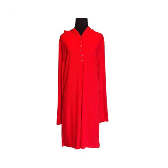 Doubl Ju red long sleeves hoodie sweater dress size 2XL - Picture 1 of 10